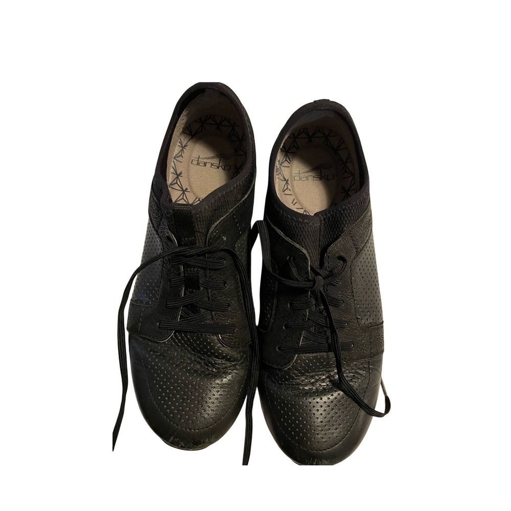 Dansko‎ Black Leather Sneakers Size 7 Lace Up Tennis Shoes Comfortable